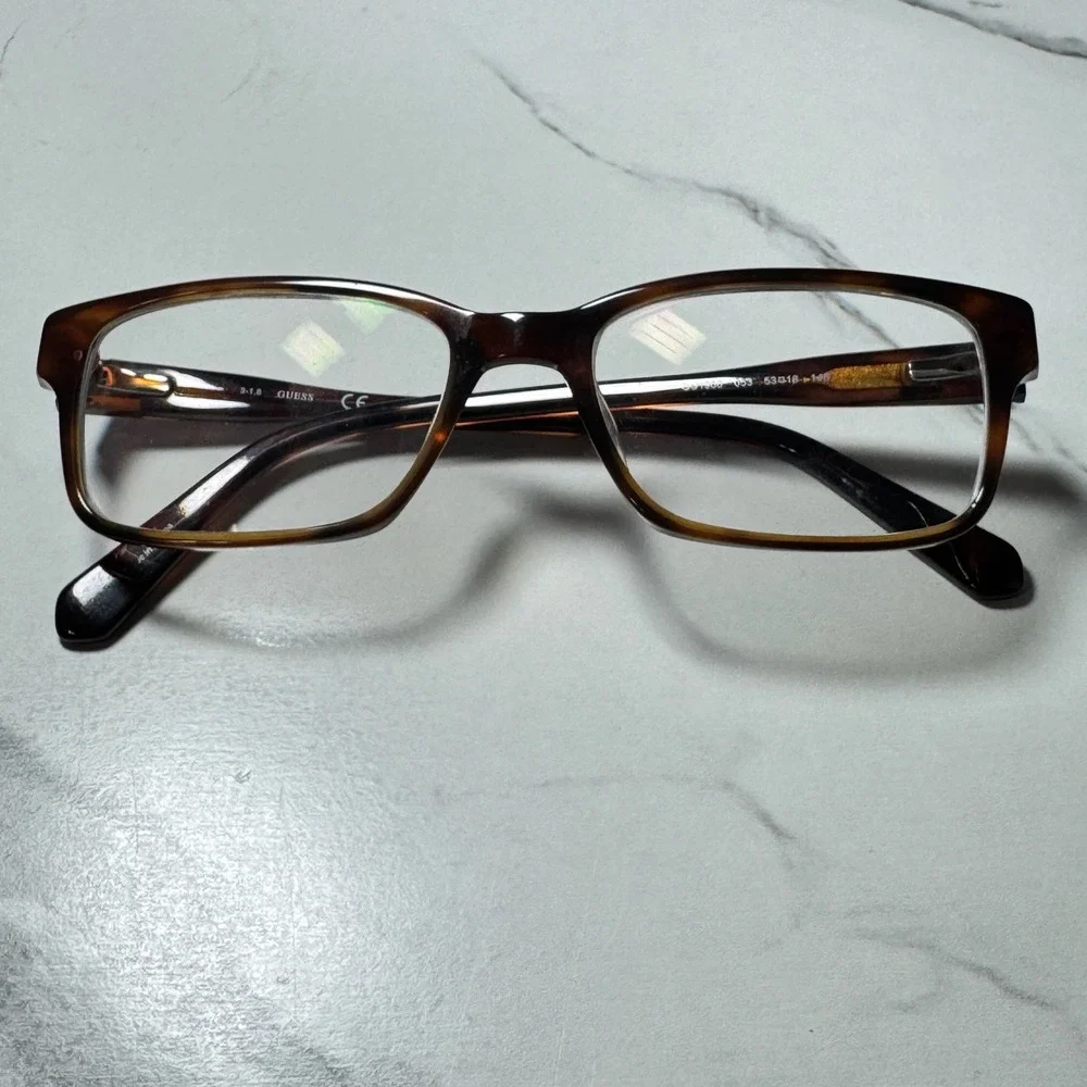Guess GU1906 053 Dark Havana Tortoise Shell Rectangular Eyeglass Frame 53-18-145